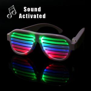 Quality White Frame Sound Activated LED Shutter Shades Glasses For Concerts, Party, Night Clubs, Music Festivals wholesale