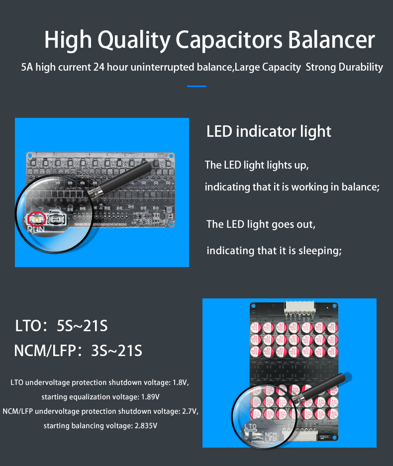 5.5A 12S Active Equalizer Balancer Lifepo4 Lithium Ion LTO Lithium Battery