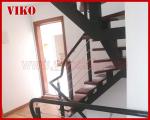 Steel Cable Stair VK92SC Treed American Oak WoodenHandrail Carbon Powder-coate