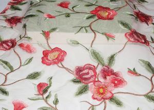 Quality 47 Inch Multi Colored Lace Fabric / Wedding Gown Lace Fabric Soft Feel By Azo Free wholesale