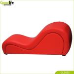 OEM Wooden Leather Sex Couch Sponge Filled Curved 43cm Height