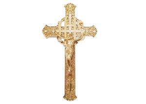 Quality Gold Color Casket Crucifix Size 29 × 16 Cm Gild Funeral Casket Fitting wholesale