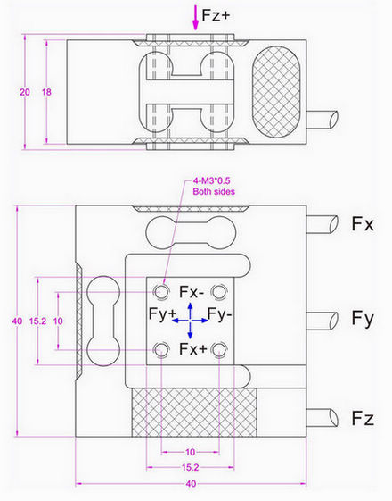2lb triaxial force transducer 5lb