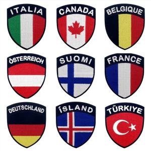 Quality Shrink proof 3D Country Flag Embroidered Police Badge wholesale