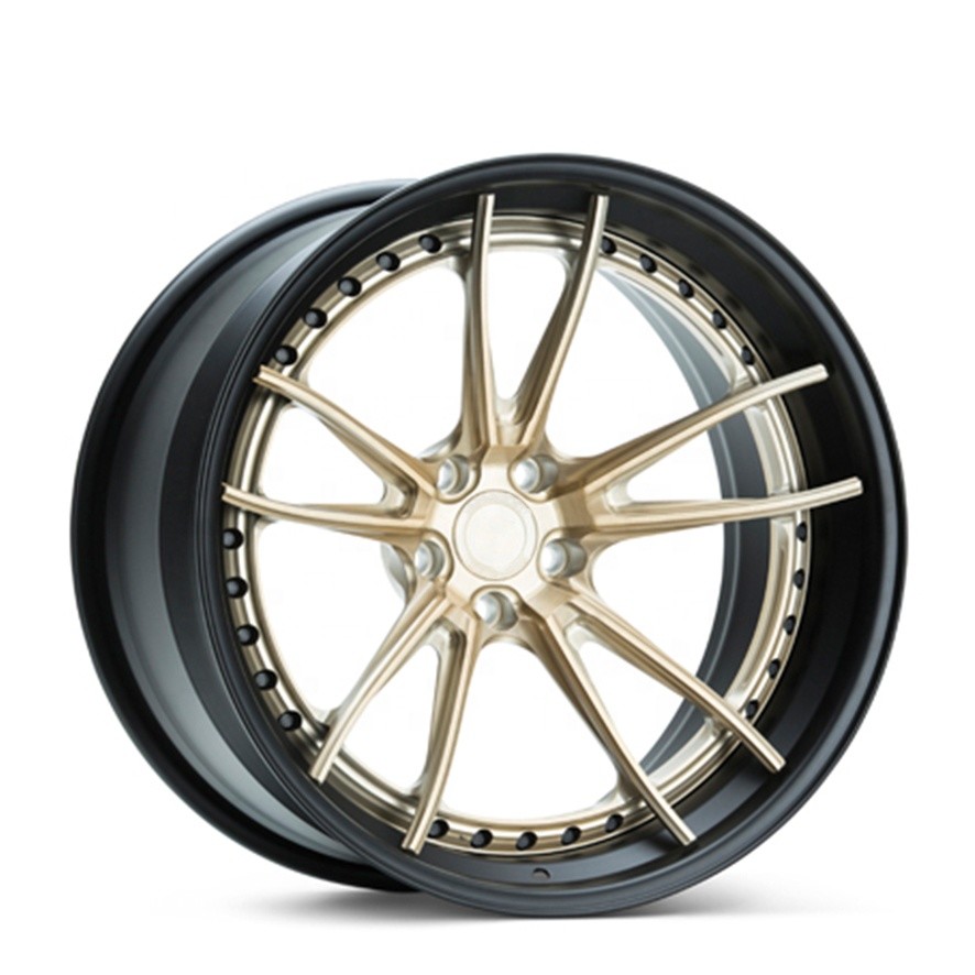factory Customized brushed grey or bronze luxury 2 piece staggered alloy forged wheel rims