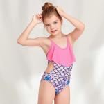 One Piece Girls Swim Wear Bikini Colorful Fish Scales Printed Girls Summer
