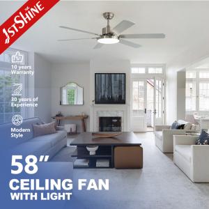 Quality 58 Inch Bedroom Ceiling Fans With Lights Reversible Silent DC Motor MDF Blade wholesale
