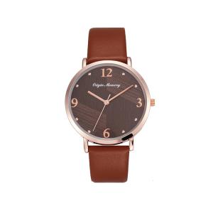 Quality 30m Waterproof 36mm Ladies Quartz Watch Leather Strap Three Dimensional Pattern wholesale