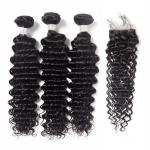 Human Brazilian Body Wave Hair 3 Bundles , Loose Deep Wave Human Hair Weave
