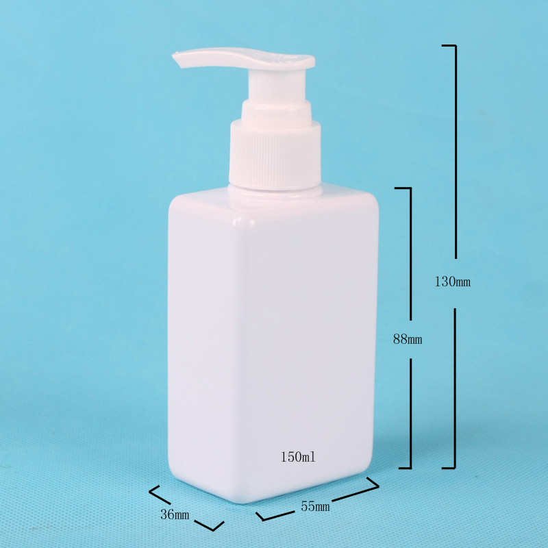150ml PET White Square Cosmetic Men's Shampoo Pump Bottles