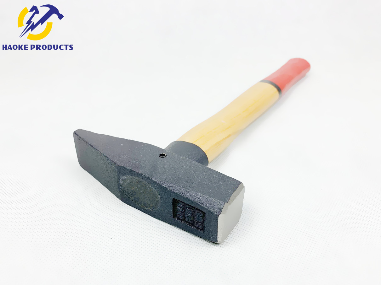 DIN Standard Forged carbon steel German Type Safety Machinist hammer with double color wooden handle