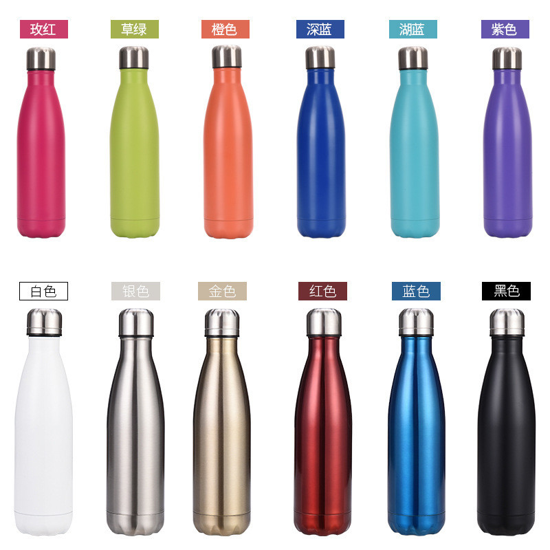 Double Wall 18/8 Stainless Steel Vacuum Cola Shape Bottle Narrow Mouth Thermos Flask Keeping Warm And Cold 350ml 500ml 750ml 1000ml