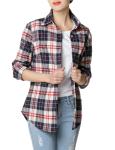 Factory Women′s Plaid Shirt Button up Long-Sleeved Flannel Classic Casual Shirt