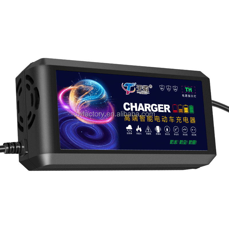 Private Mold 60V3A Smart Portable Lithium Battery Charger for UK AU EU UK Plug and Vehicle Charger