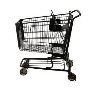 Quality Ultra Large Capacity All Black Metal Shopping Trolley 110kgs Loading With Advertising Logo wholesale