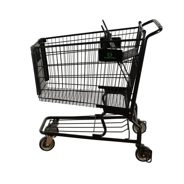 Ultra Large Capacity All Black Metal Shopping Trolley 110kgs Loading With