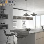Mail Packing Wooden Style Kitchen Cabinet with Island and Cupboard Accessories