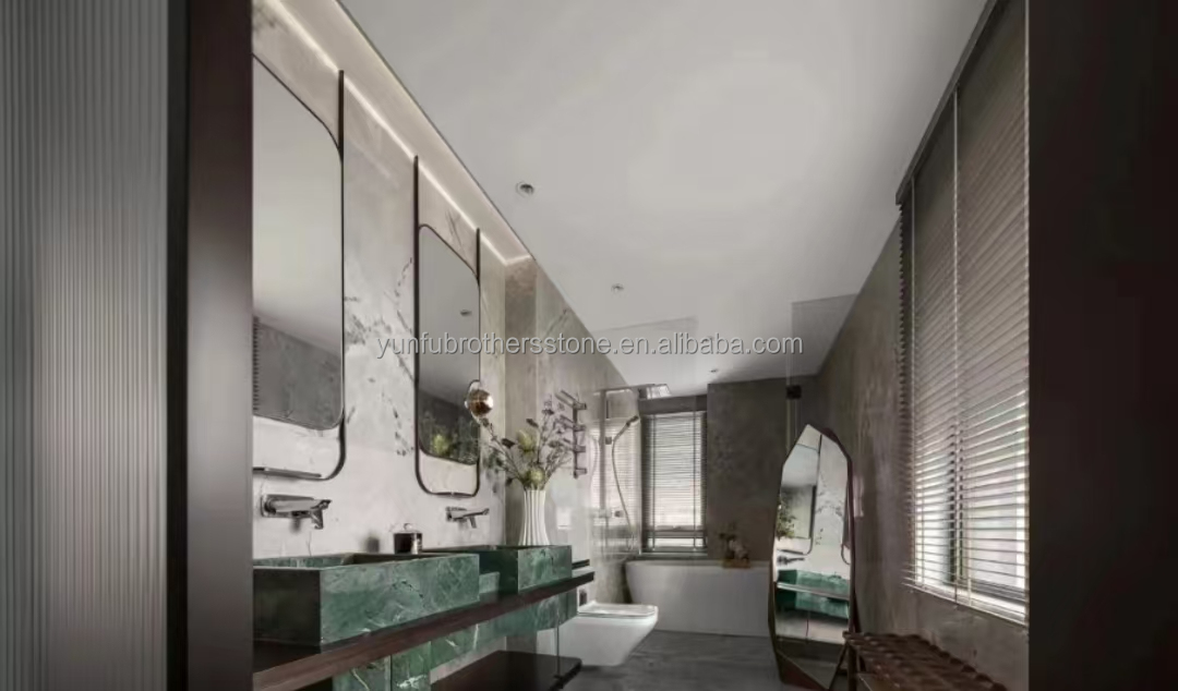 Calcite Dark Green Marble for Modern Design Villa Bathroom Sink and Dining Table
