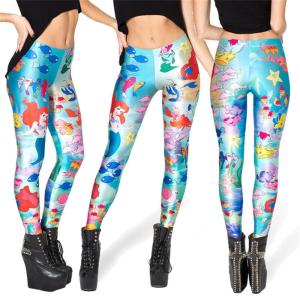 Quality Full Length Mermaid Fish Scale Leggings Machine Washable 20 Colors For Choose wholesale