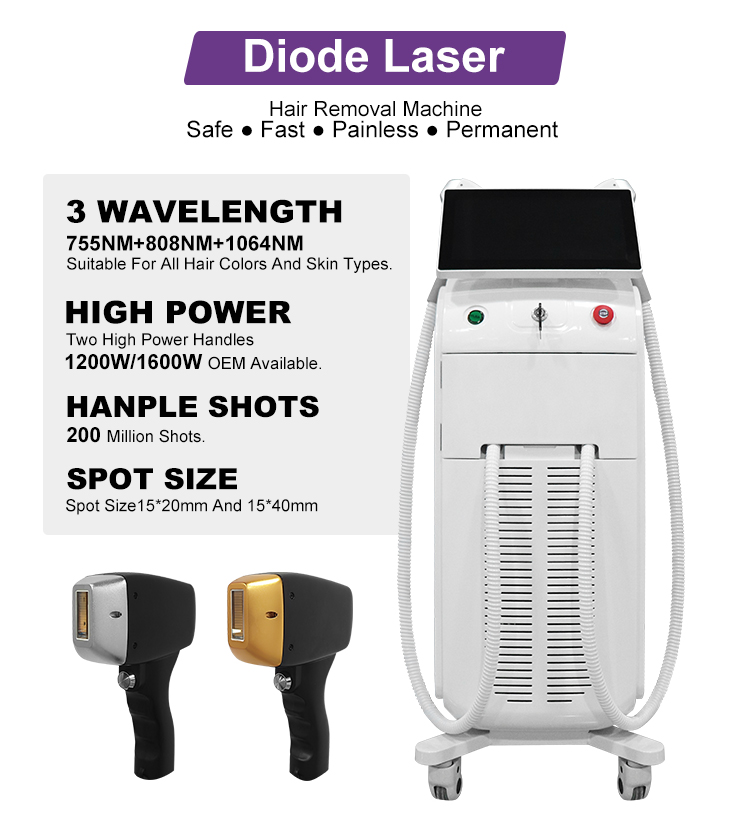 Vertical Professional Painless Lazer 808 nm Titanium Beauty Device Diode Laser Hair Removal Machine
