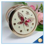 Shinny Gifts Butterfly Design Rhinestone Pocket Mirror Metal Handbag Mirror