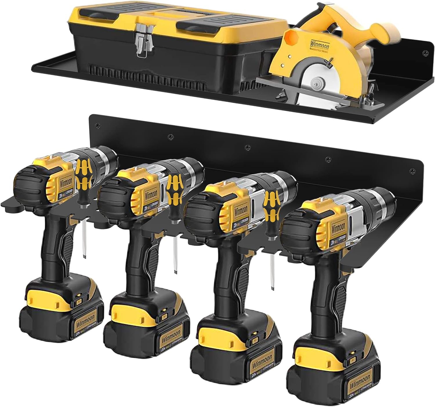 2 Layers Power Tool Storage Rack for Earphone Wire and Wall Mount Tool Organizer