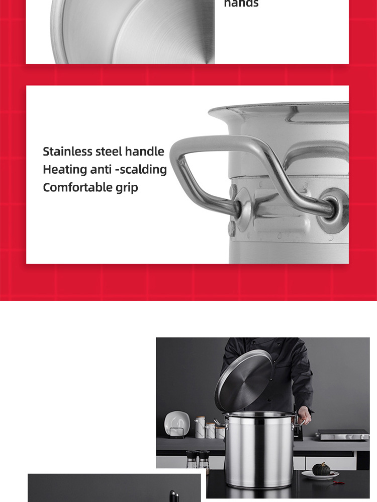 Multi-function Silver Cooking Pot Large Capacity Stainless Steel Soup & Stock Pots Heavy Duty Cooking Pot