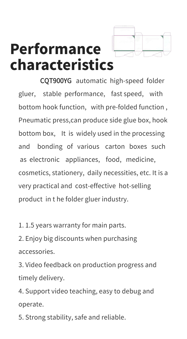 CQT900YG-2 Pre-Folded Bottom Lock Packaging Box Making Machine for High Productivity
