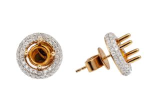 Quality 1.46ct 14k Rose Gold Stud Earrings , 18k Round Semi Mount Earring wholesale