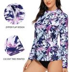 Zip Front Women's Rashguard Swimsuit Sun Protection Swimming Jacket