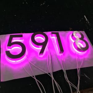 Quality 304 Stainless Steel Outdoor Led Number Sign Silver Brush RGB Light Numbers wholesale