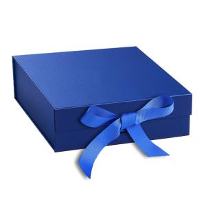 Quality Magnetic 4C Graduation Gift Box , Silk Ribbon 157G Blue Gift Box wholesale