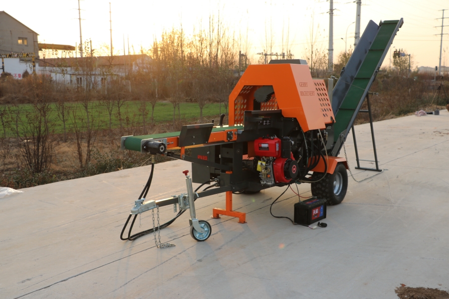 Powerful 20ton Gasoline Portable Split Wood Firewood Processor Machine for Forestry