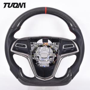 Quality 350mm Customized Black Sports Cadillac Steering Wheel Carbon Fiber Leather wholesale