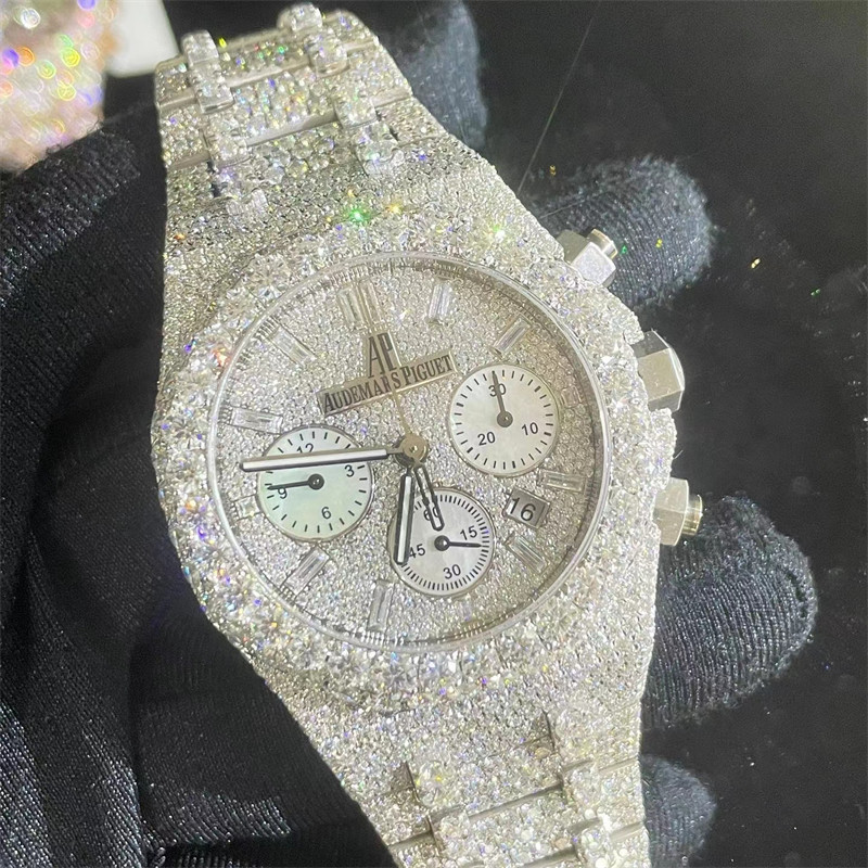 VVS Diamond Moissanite Iced Out Watch Hand Setting Luxury Automatic Mechanical For Men