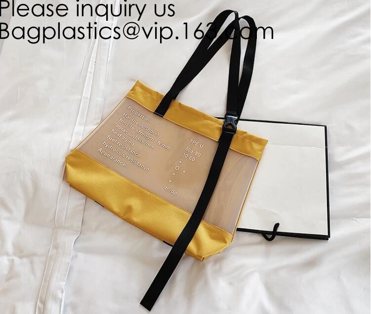 Manufacturer Custom Logo Transparent Clear PVC Plastic Portable Packaging Promotional Gifts Shopping Tote Bag, bagease