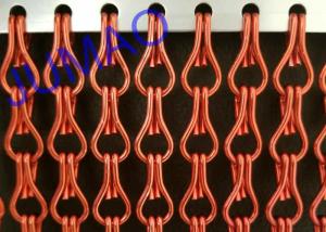 Quality 9mm × 16mm Aluminium Chain Link Room Divider , Red Metal Fly Screen Curtains wholesale