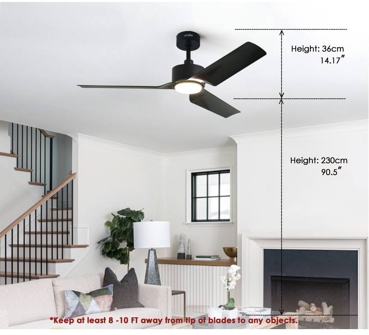 110-240v/50-60Hz Living Room LED Ceiling Fan with 3 Plastic Blades and DC Copper Motor