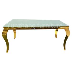 Quality Rectangle Shape Dining Room Stainless Steel Table With Marble Top wholesale