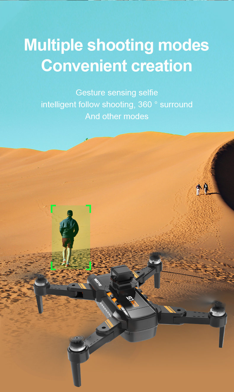 HD Camera and HD Aerial Photography Quadcopter Remote Control S1 Brushless Laser Obstacle Avoidance Drone Black Orange