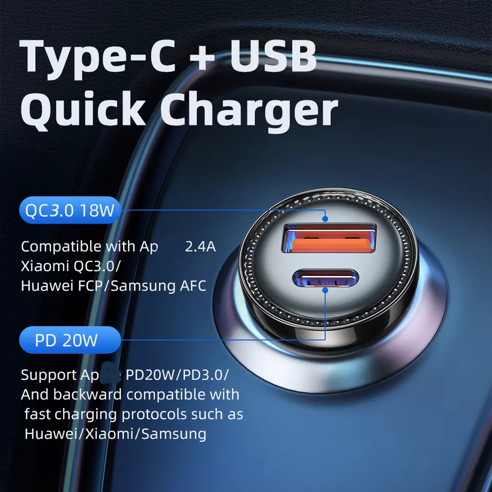 Turbo PD QC 3.0 USB Type C Car Chargers Mini Fast Charging 12W 18W 20W
