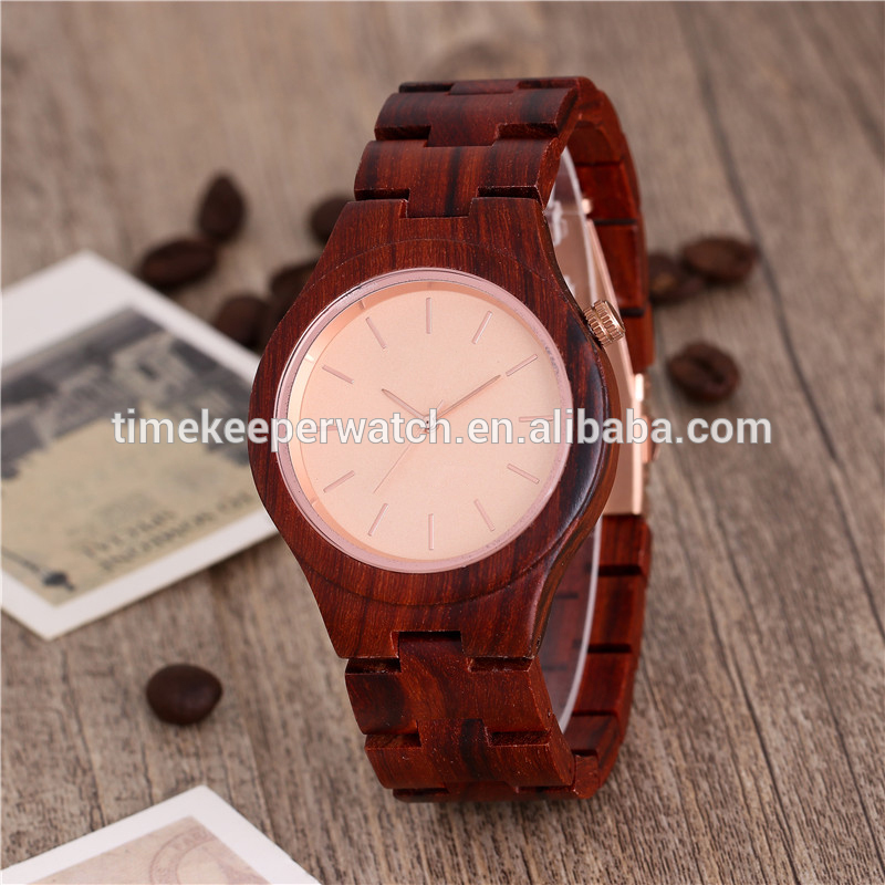 Aliexpress hot selling quartz movement watch Made out of red sandal watch timekeeper wood watch for men