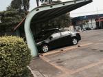 4 sets Small Cars Parking Shed Garage Steel Frame With Red Arc Shape Roof Top
