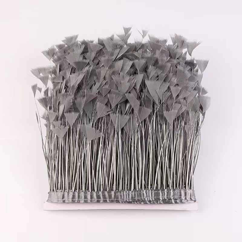 4-6 inch Goose Feather Fringe Trim with Satin Ribbon Tapes Ideal and Quick Shipping