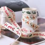 16mm*100y Merry Christmas Printed Cotton Ribbon Customized Cotton Ribbon