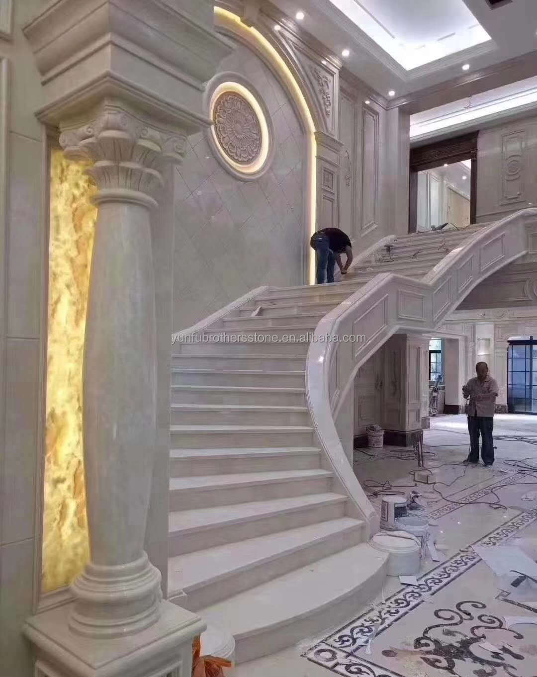 Natural Stone Big Slab Cut-to-Size Honed Stone Slab Modern Marble Stairs for Indoor Villa