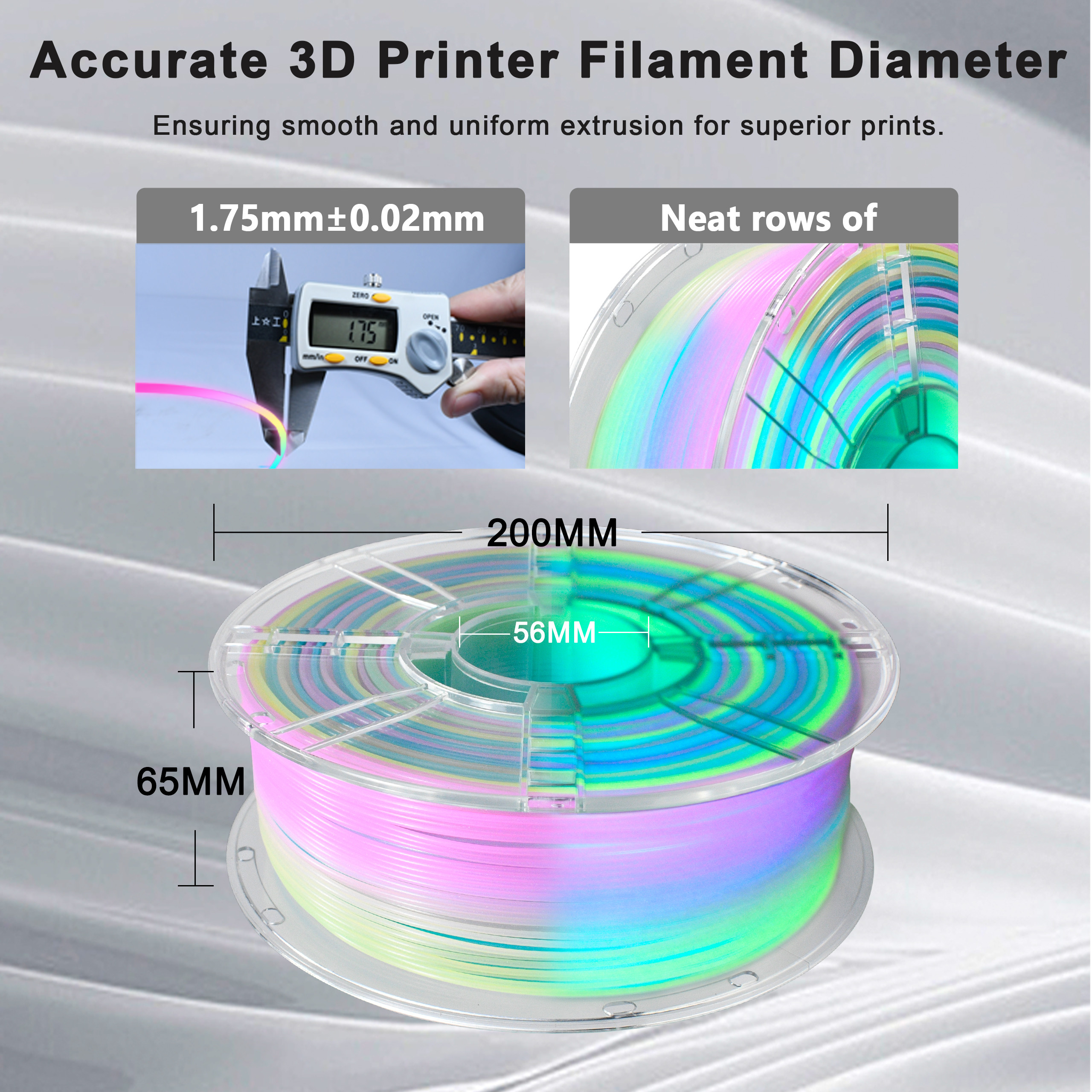 High Strength PLA+Filament For 3D Printing Glow Rainbow 1.75mm 3d Printing Filament