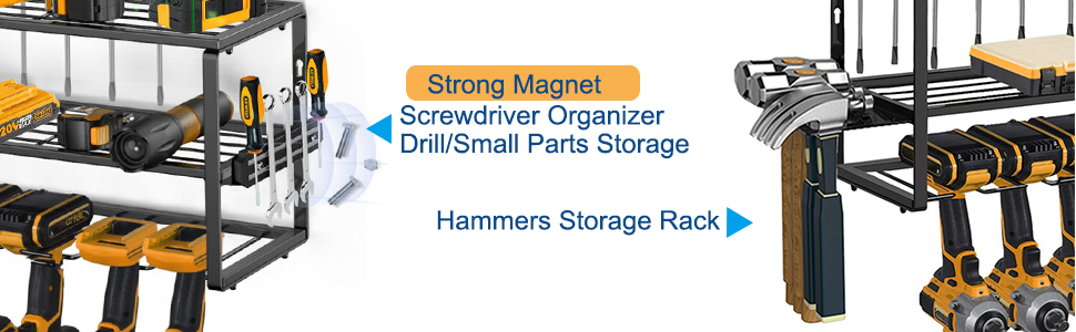 Pegboard Power Tool Organizer Carbon Steel Wall Mount Garage Storage Screwdriver Rack
