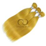 Yellow Straight Remy Human Hair Bundles Sew In Weave Bundles Brazilian Bundle