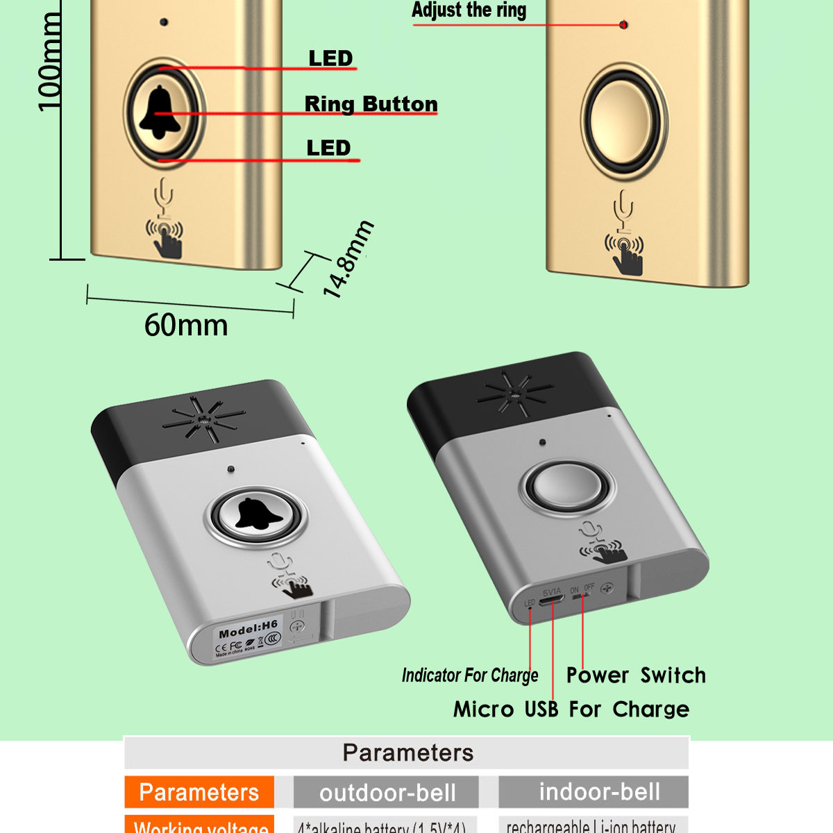 new arrival press to talk wireless door bell